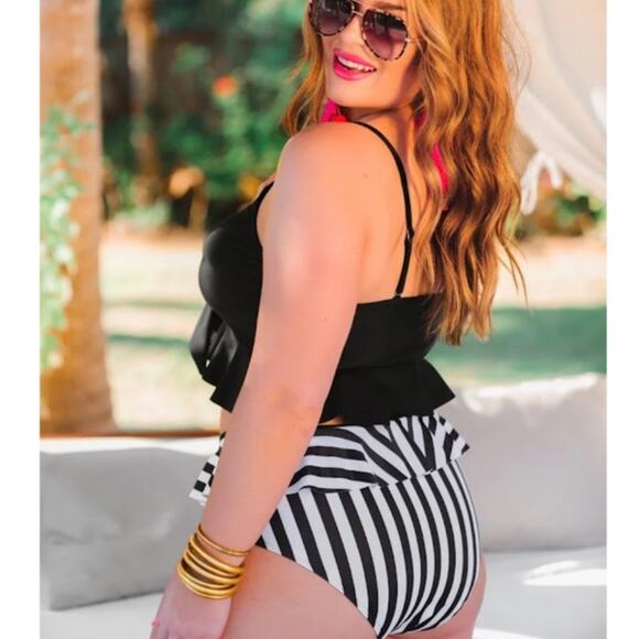 Jess Lea Striped High Waist Bikini Set Size Small New With Tags - Picture 2 of 11